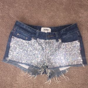Victoria’s Secret Pink sequined denim shorts